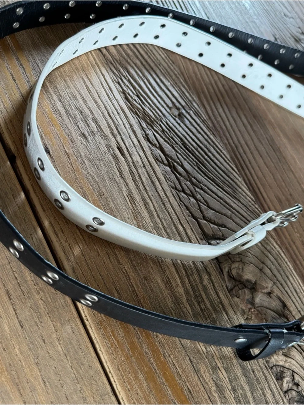 Kids Double Grommet Belt Set - White & Black, NWOT